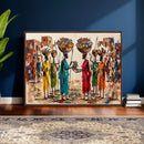 African Folk Art Canvas Wall Art, Colorful African Women Village Painting Print, Tribal Ethnic Home Decor, Vibrant African Art, Living Room by MyGreatCanvas | Canvas Wall Art Prints | Photo Prints & Wall Decor