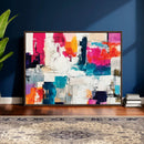 Blue Teal Abstract Canvas Wall Art, Modern Textured Painting Print, Navy Orange White Contemporary Art, Neutral Living Room Decor, Office Art by MyGreatCanvas | Canvas Wall Art Prints | Photo Prints & Wall Decor