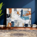 Blue Teal Abstract Canvas Wall Art, Modern Textured Painting Print, Navy Orange White Contemporary Art, Neutral Living Room Decor, Office Art by MyGreatCanvas | Canvas Wall Art Prints | Photo Prints & Wall Decor