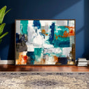 Blue Teal Abstract Canvas Wall Art, Modern Textured Painting Print, Navy Orange White Contemporary Art, Neutral Living Room Decor, Office Art by MyGreatCanvas | Canvas Wall Art Prints | Photo Prints & Wall Decor