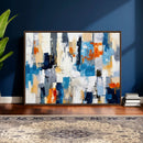 Blue Teal Abstract Canvas Wall Art, Modern Textured Painting Print, Navy Orange White Contemporary Art, Neutral Living Room Decor, Office Art by MyGreatCanvas | Canvas Wall Art Prints | Photo Prints & Wall Decor