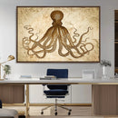 Sepia Octopus Wall Art Abstract Animal Canvas Print