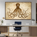 Sepia Octopus Wall Art Abstract Animal Canvas Print