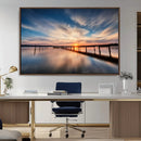 Wooden Pier on Seascape and Sunset Wall Art Canvas Print by MyGreatCanvas | Canvas Wall Art Prints | Photo Prints & Wall Decor