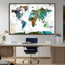 Modern Watercolor World Map Canvas Wall Art – Framed by MyGreatCanvas | Canvas Wall Art Prints | Photo Prints & Wall Decor