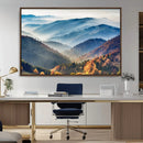 Misty Mountain Sunrise Triptych Canvas Print – Autumn