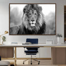 Black and White Lion Canvas Wall Art – Animal Print Artwork