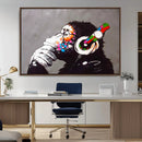 Dj Monkey Listening to Music Wall Art Print | Banksy Monkey by MyGreatCanvas | Canvas Wall Art Prints | Photo Prints & Wall Decor