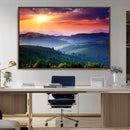 Sunset over Mountain Canvas Print, Forest Canvas Wall Art –