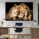Lion and Lioness Wall Art Canvas Print – Framed African