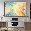 Green and Yellow Marble Fluid Effect Wall Art, Green and