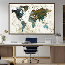 Vintage World Map Wall Art Canvas Print, Framed Rustic Earth by MyGreatCanvas | Canvas Wall Art Prints | Photo Prints & Wall Decor