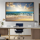 Golden Sunset Beach Triptych Canvas Wall Art for Living Room