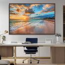 Serene Beach Sunset Wall Art | Coastal Ocean Canvas Print |