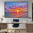 Vibrant Sunset Beach Wall Art - Ocean Sunset Canvas Print |