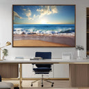 Serene Ocean Sunset Canvas Wall Art - Beach Waves at Sunset,