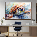 Watercolor Sea Turtle Wall Art Canvas Print - Vibrant Ocean
