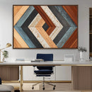 Geometric Wood Art Wall Decor Canvas Print, Rustic Wooden