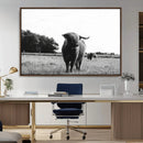 Black and White Highland Cow Wall Art Canvas Print | Rustic