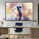 Abstract Watercolor Golf Player Wall Art Canvas Print