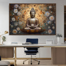 Golden Buddha Wall Art Canvas Print | Zen Meditation Floral