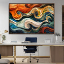 Abstract Wave Wall Art | Ready to Hang Framed Canvas Print |