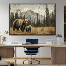 Rustic Grizzly 399 Bear Family Wall Art Canvas Print