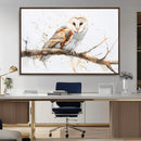 Barn Owl Wall Art on Branch | Stunning Canvas Print for