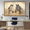 Chines Ink Style Grunge Horses Wall Art Canvas Print