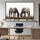 Chines Ink Style Horses Wall Art Canvas Print