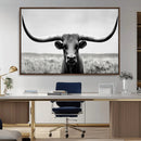 Longhorn Bull Canvas Print | Rustic Farmhouse Wall Art |