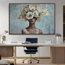 Golden Petal Wall Art - Petal Silhouette Woman Wall Art by MyGreatCanvas | Canvas Wall Art Prints | Photo Prints & Wall Decor