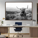 Scottish Highland Cow Wall Art | Black and White Canvas