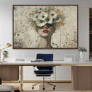 Abstract Floral Women Patel Wall Art Canvas Print