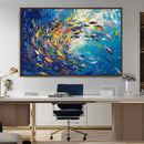 Colorful Swirling Fish School Wall Art Canvas Print |