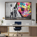 Banksy Print - Street Art Canvas Wall Art - Kids Revealing