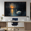 Abstract Swan on Water Wall Art Canvas Print - Elegant