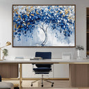 Blue and Gold Abstract Tree Wall Art Canvas Print | Modern