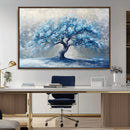 Abstract Blue Tree Art Canvas Print, Majestic Tree Wall Art