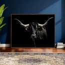 Texas Black Longhorn Bull Wall Art Canvas Print - Western by MyGreatCanvas | Canvas Wall Art Prints | Photo Prints & Wall Decor