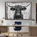 Abstract Longhorn Bull Wall Art Canvas Print - Rustic Texas