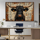 Rustic Texas Artwork Wall Art Canvas Print - Abstract Cow