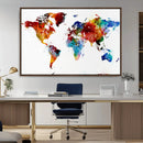 Colorful World Map Canvas Wall Art Print, Contemporary