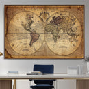 Vintage World Map Wall Art Canvas – Antique Style Push Pin