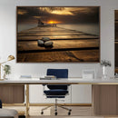 Stones on Wooden Pier at Sunset Canvas Print, Serene Coastal by MyGreatCanvas | Canvas Wall Art Prints | Photo Prints & Wall Decor