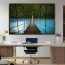 Suspension Bridge Over River Canvas Art | 3-Panel Nature by MyGreatCanvas | Canvas Wall Art Prints | Photo Prints & Wall Decor