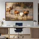Large Wall Art 5 Horses Running on Sand Canvas Print