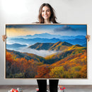 Autumn Mountains Wall Art Canvas Print – Foggy Peaks