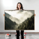 Misty Valley Wall Art Canvas Print – Foggy Forest Pine Trees