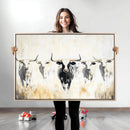 Texas Longhorn Wall Art Canvas Print – Rustic Western Bull